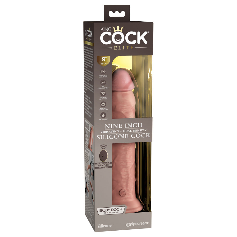 King Cock Elite 9" Dual Density Vibe Silicone Cock Dildo