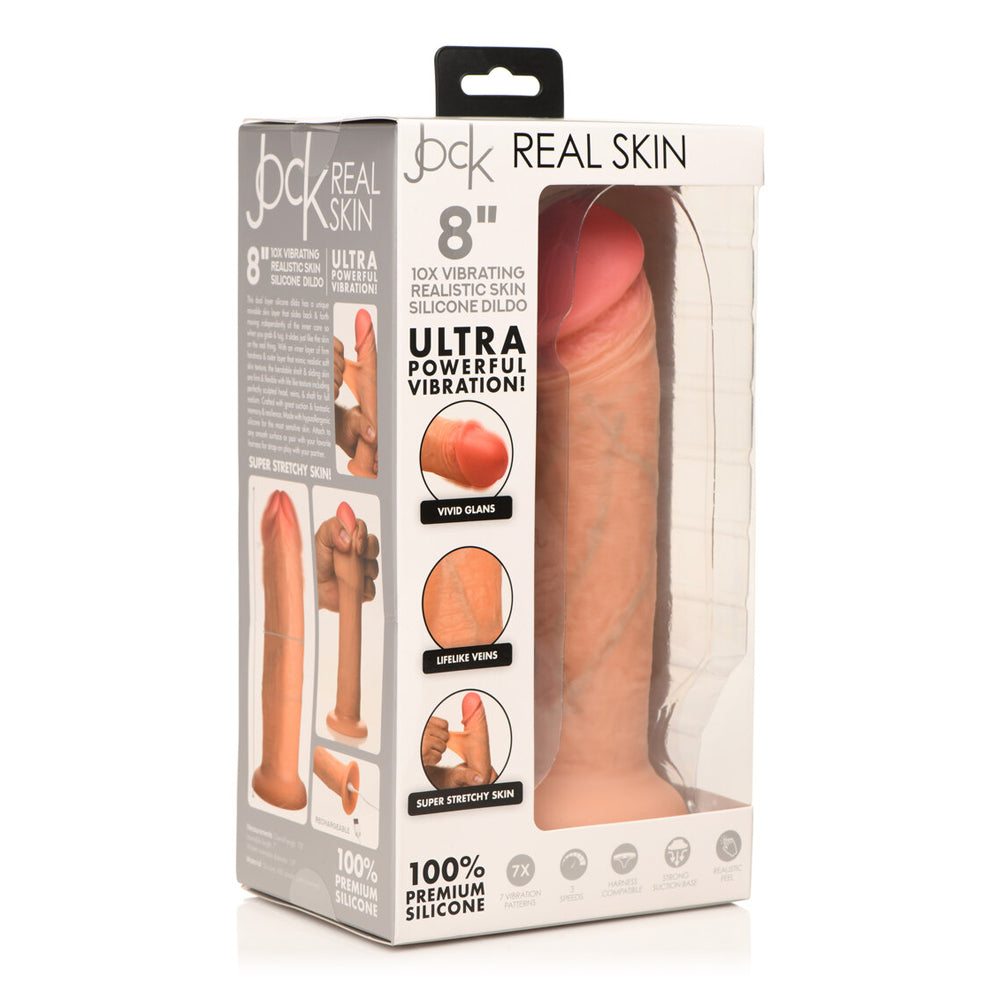 Jock 8" Vibrating Realistic Skin Silicone Dildo