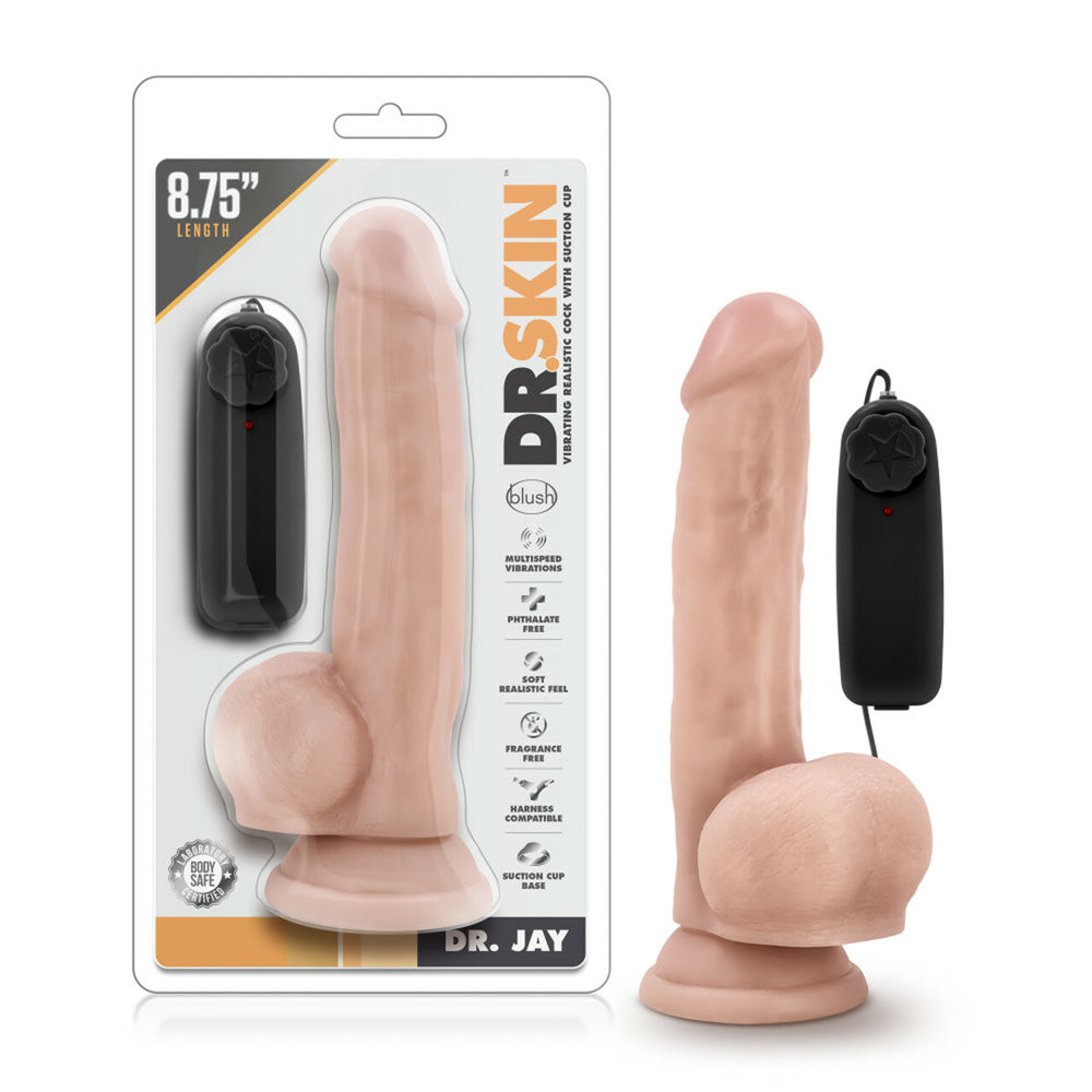 Dr. Skin Dr. Jay 8.75" Vibrating Cock With Suction Cup Vanilla