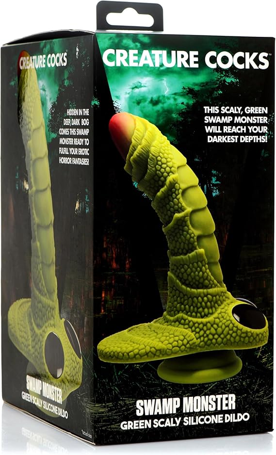 Creature Cocks Swamp Monster Green Scaly Silicone Dildo