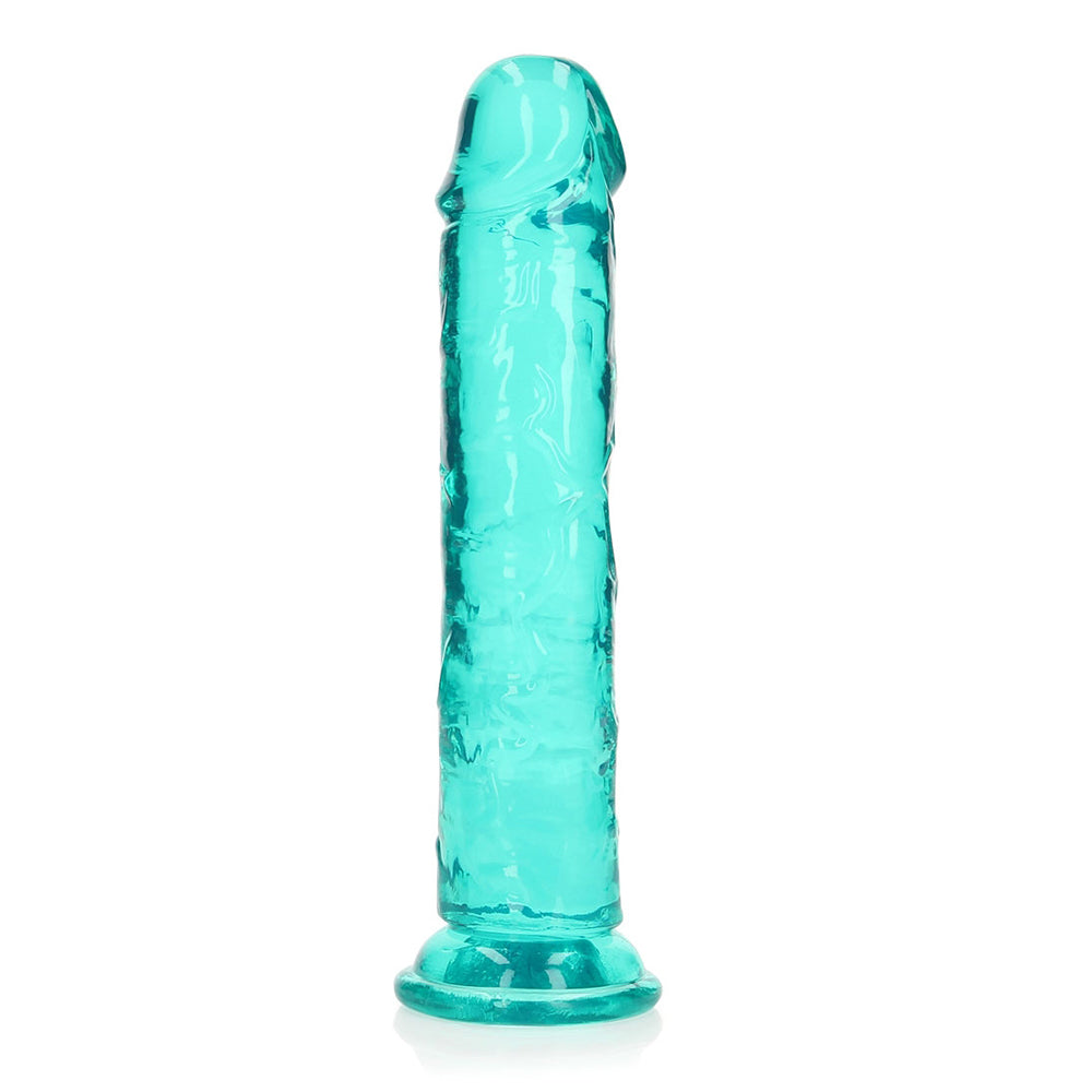 Realrock Crystal Clear Straight Realistic Dildo With Suction Cup 8'' Turquoise Dildo