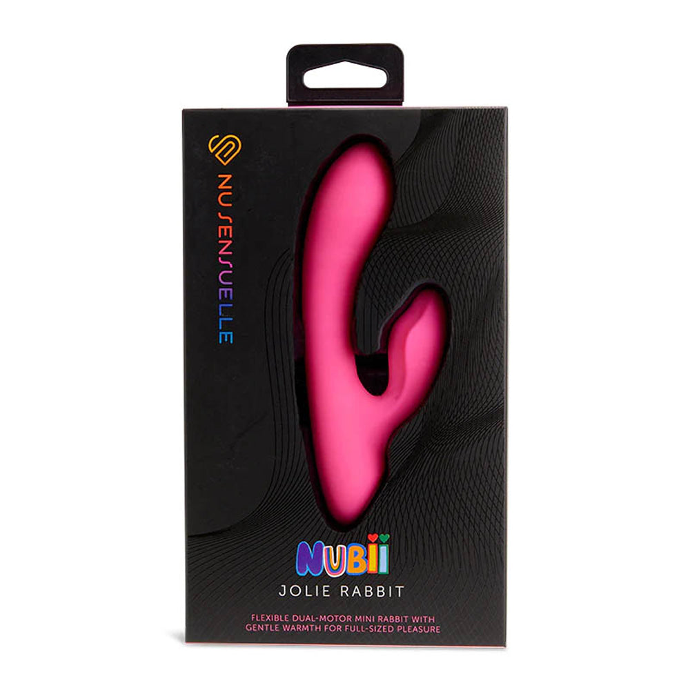 NUBII JOLIE RABBIT RECHARGEABLE WARMING MINI DUAL STIMULATION WATERPROOF VIBRATOR BY NU SENSUELLE