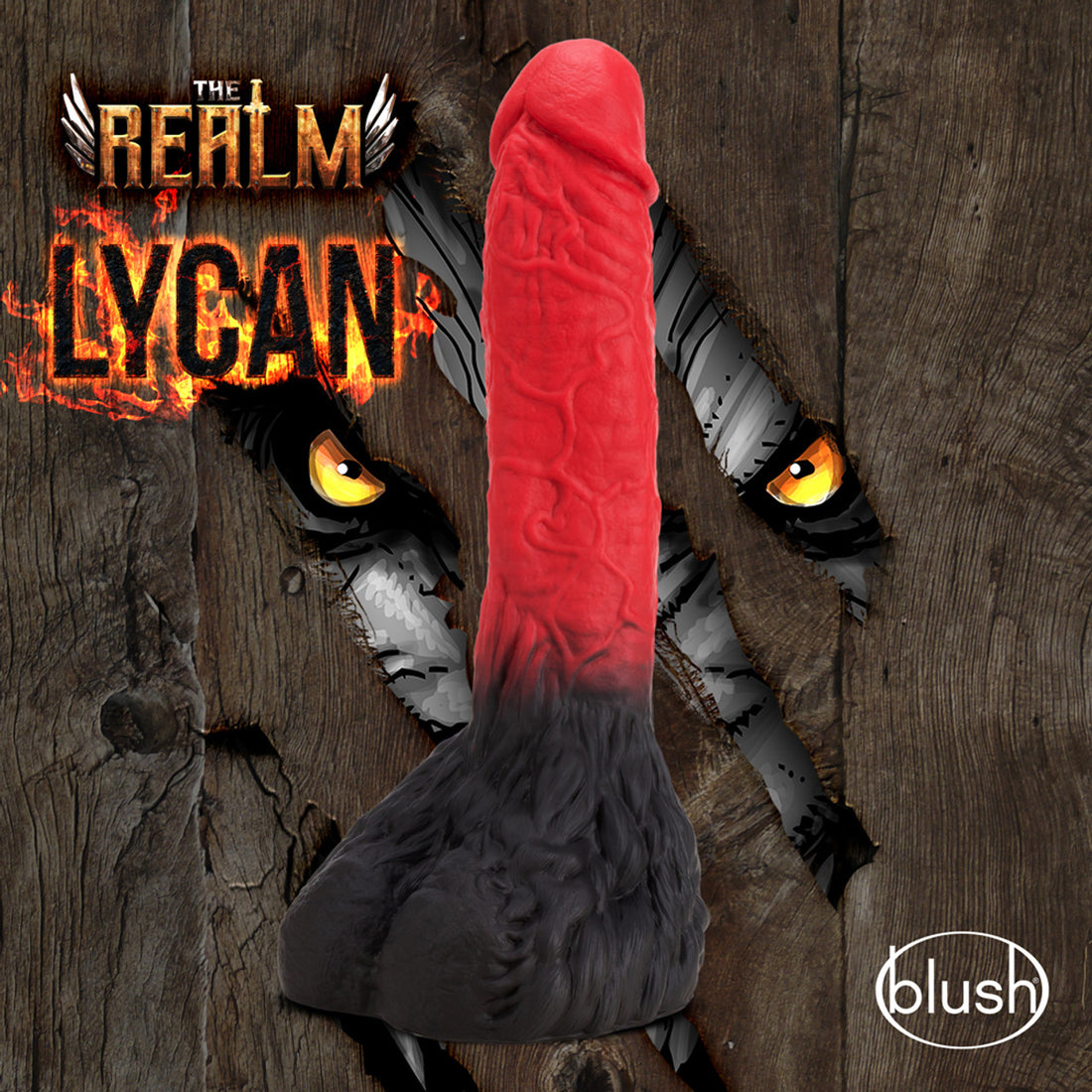 Blush The Realm Lycan 10.5 in. Silicone Lock On Fantasy Werewolf Dildo Red