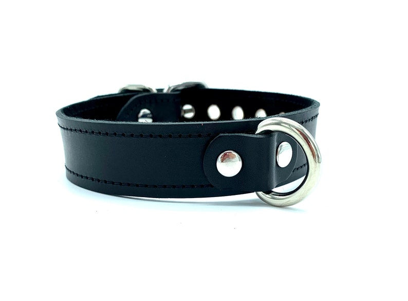 BDSM Collar "Tango" Collar 1", Black Leather Bondage Collar