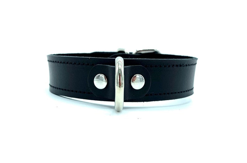 BDSM Collar "Tango" Collar 1", Black Leather Bondage Collar