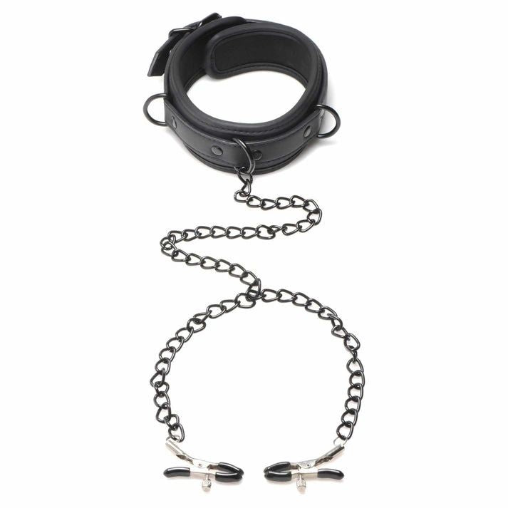 Master Series Temptress Collar with Nipple Clamps